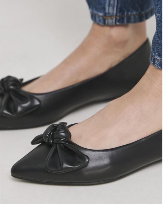 Simply Be Blue Pointed Toe Flat Show With Bow Ex Wide