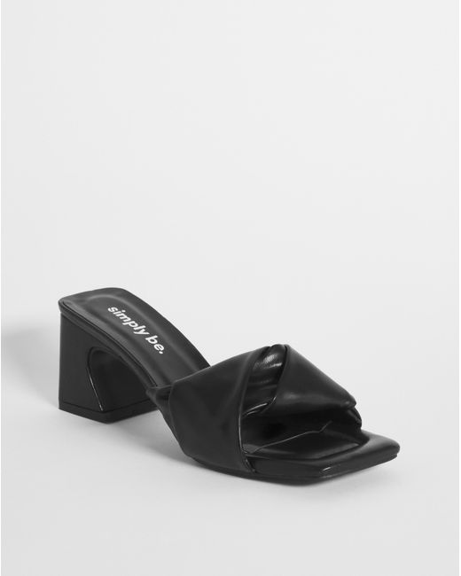 Simply Be Black Volume Low Heeled Mule Sandals Ex Wide