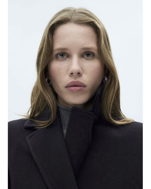 Mango Blue Double Breasted Wool Coat