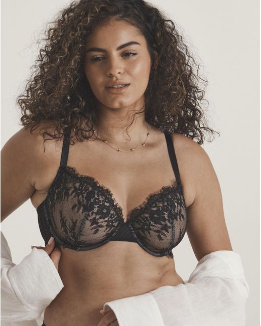 Pretty Secrets Black Lace Non Padded Wired Bra