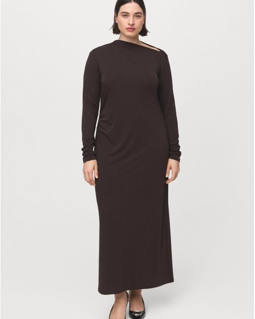 Mango Black Boat Neck Dress