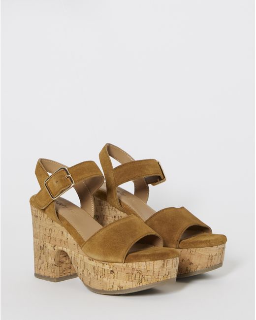 Simply Be Natural Platform Cork Sandals Wide Fit