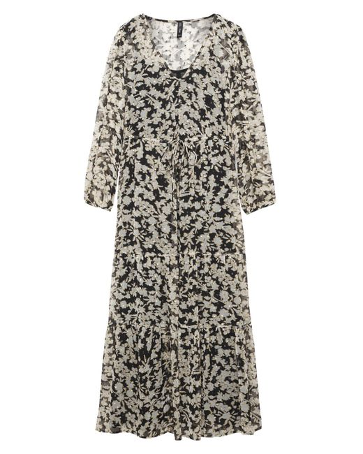Mango White Floral Print Midi Dress