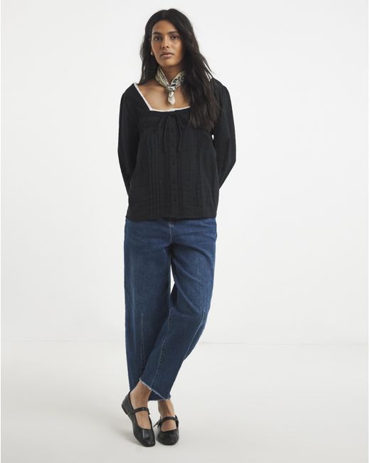 Simply Be Black Lace Trim Blouse