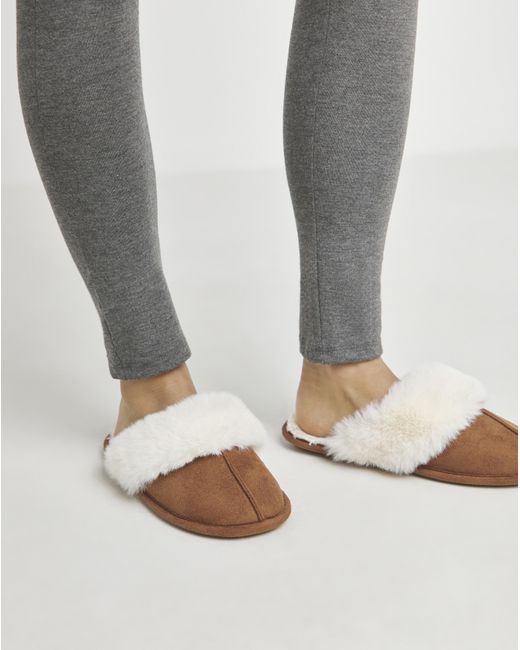 Simply Be Gray Closed Toe Mule Slippers Wide
