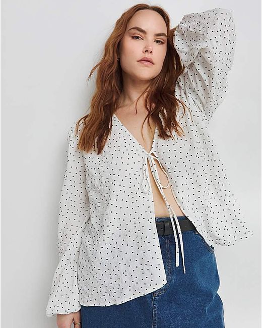 Simply Be White Tie Front Blouse
