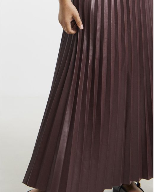 Simply Be Brown Pu Pleated Midaxi Skirt
