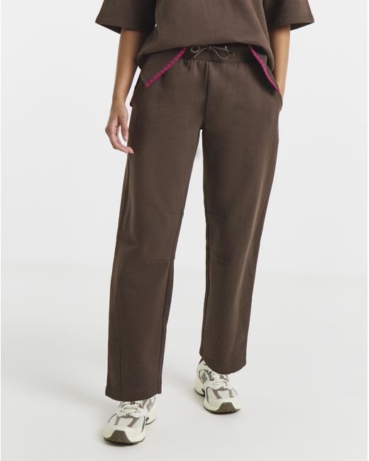 Simply Be Brown Whipstitch Barrel Leg Jogger