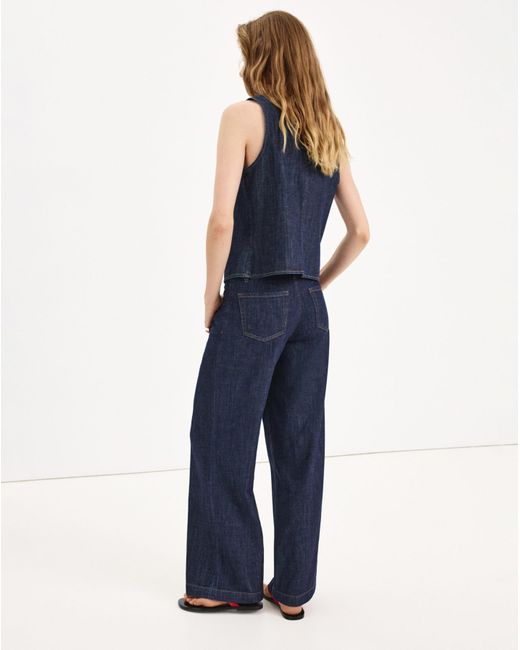 Mango Blue Wide Leg Rinse-Wash Jeans