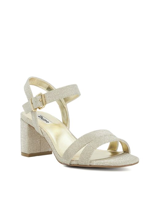 Dune Natural Block Heel Sandals Wide Fit