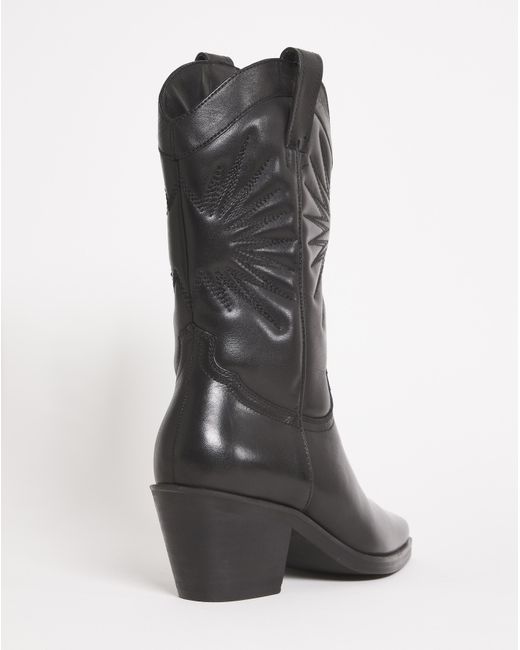 Simply Be Black Embroidered Western Calf Boots Ex Wide