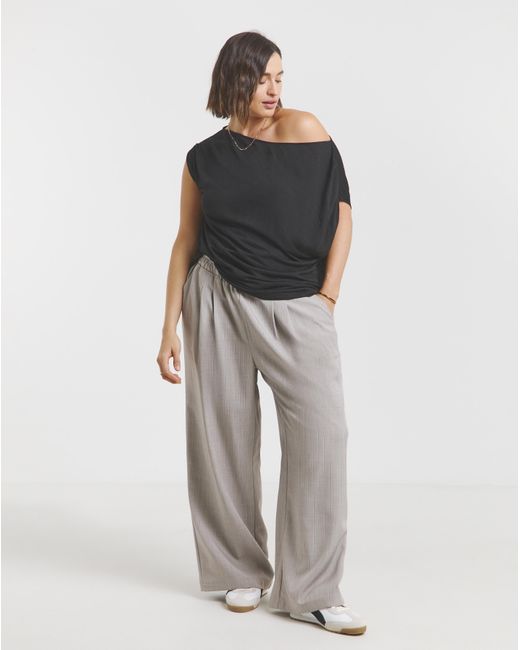 Simply Be Black Off The Shoulder Mesh Top