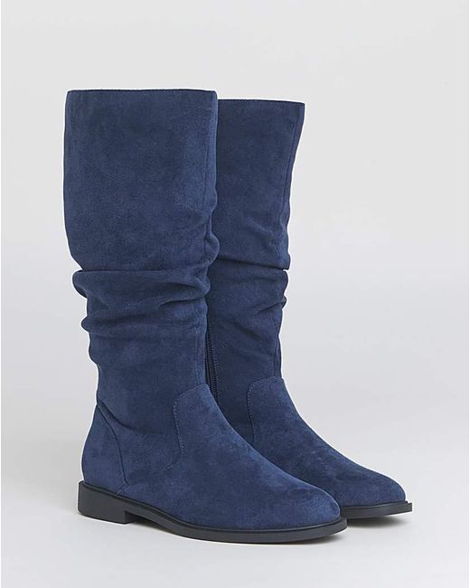 JD Williams Blue Knee High Ruched Boot E Sc