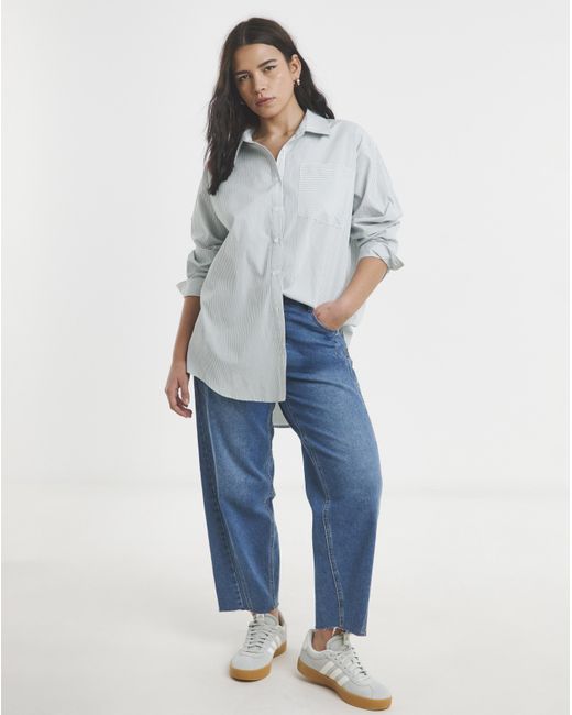 Simply Be Blue Mixed Stripe Shirt