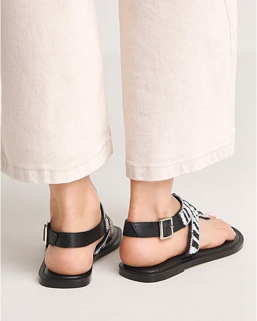 Simply Be Natural Beaded Toe Post Flat Sandal Wide