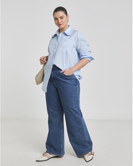 Simply Be Blue Ruffle Collar Shirt