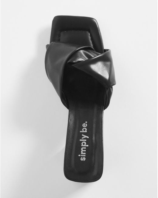 Simply Be Black Volume Low Heeled Mule Sandals Ex Wide
