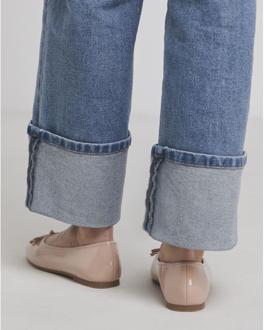 Simply Be Blue Square Ballerina Shoe Ex Wide