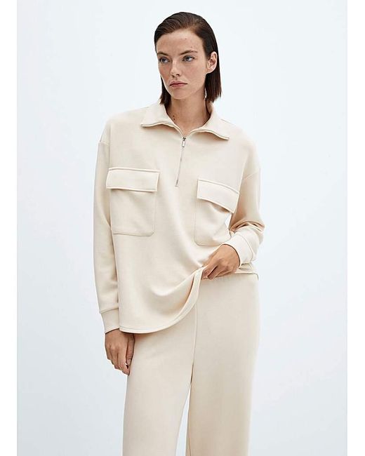 Mango White High Waisted Trousers
