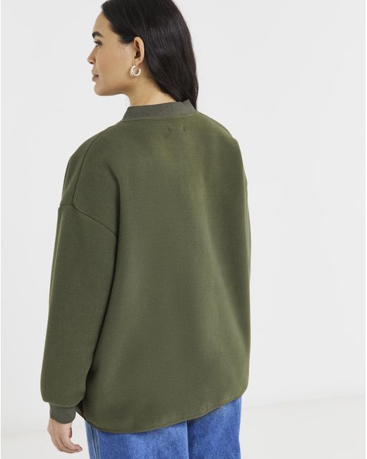 Simply Be Green Micro Fleece Bomber Jacket