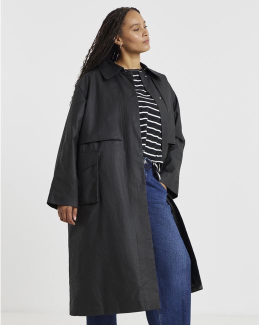 Simply Be Blue Premium Wax Look Rain Coat