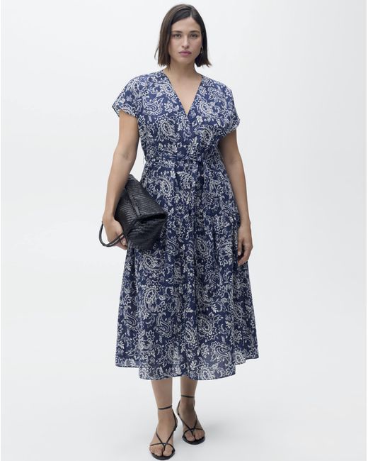 Mango Blue Paisley Print Midi Dress