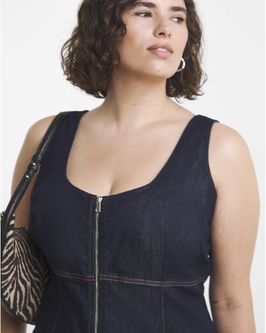 Simply Be Blue Denim Fitted Midaxi Dress