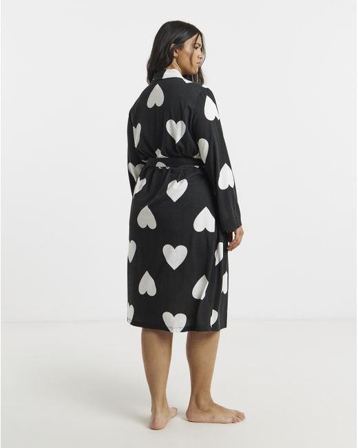 Simply Be Blue Heart Print Dressing Gown