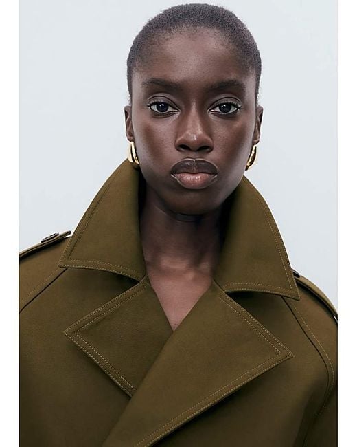 Mango Green Cropped Trenchcoat