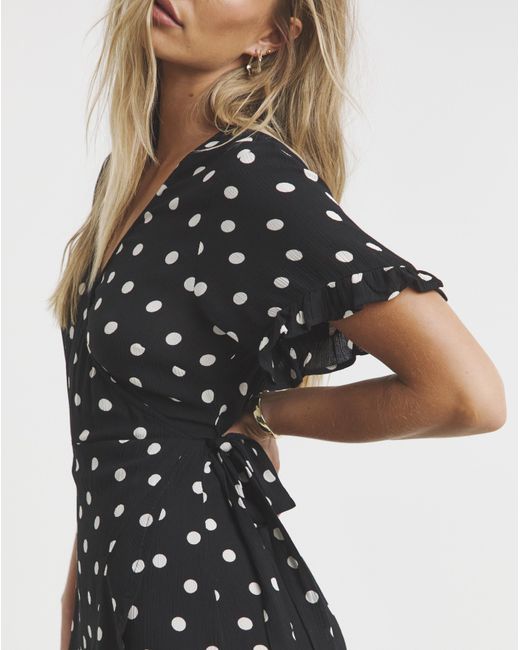 Simply Be Black Crinkle Wrap Front Skater Dress