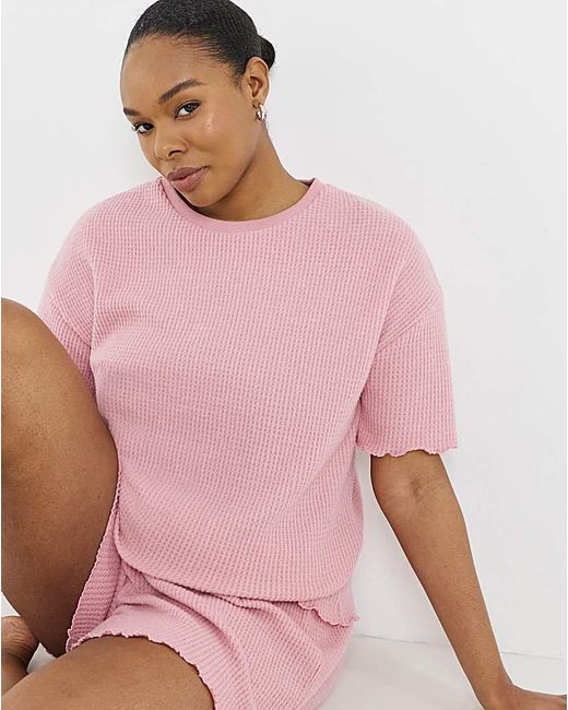 Pretty Secrets Pink Waffle Lounge Short Set