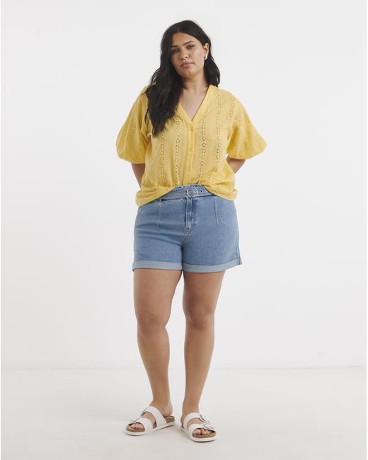 Simply Be Yellow Soft Broderie Blouse