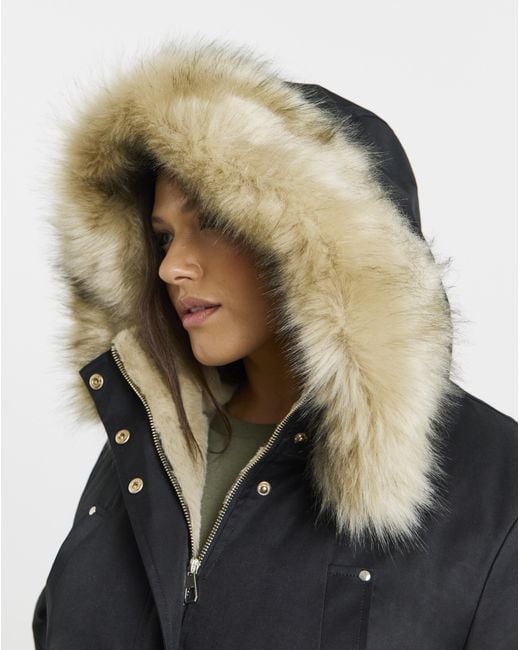Simply Be Black Hooded Fur Trimmed Parka