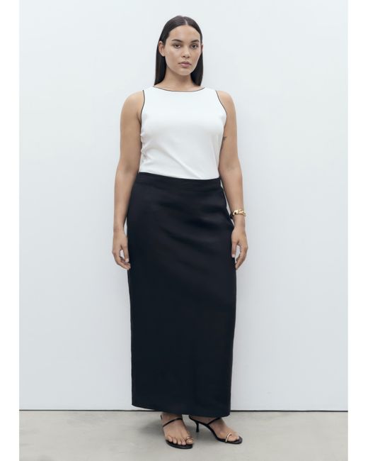 Mango White Midi Satin Skirt