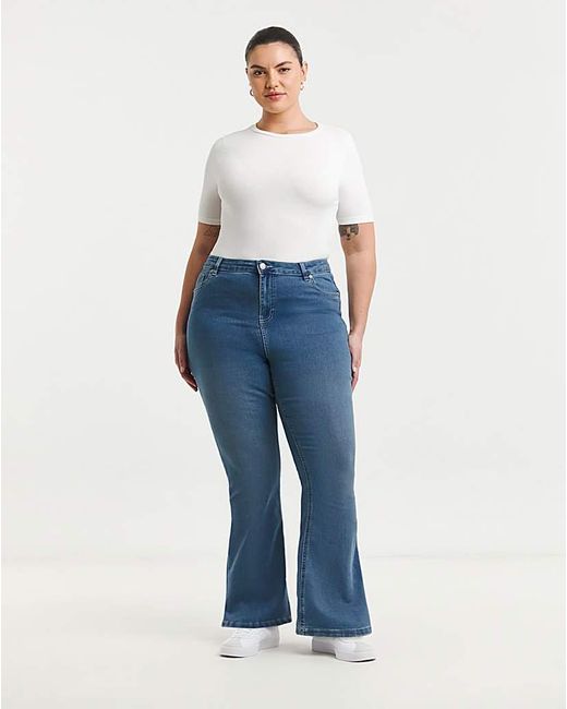 Simply Be Blue Flared Highwaist Super Stretch