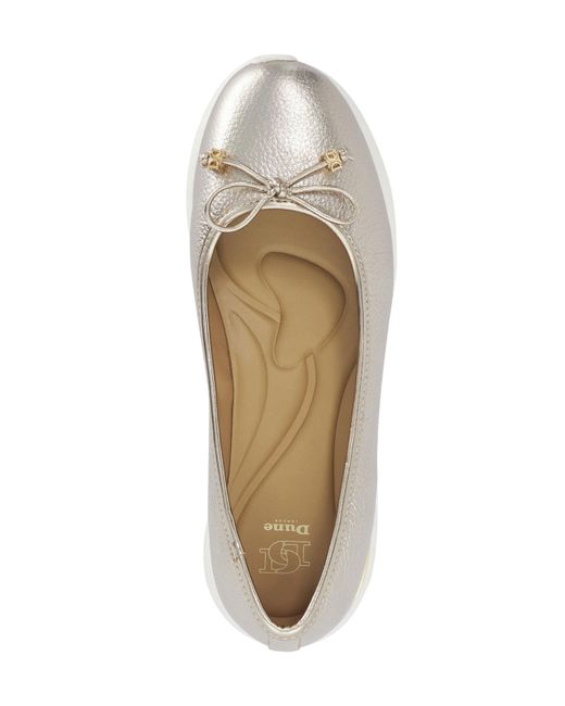 Dune White Leather Highline Ballet Pumps