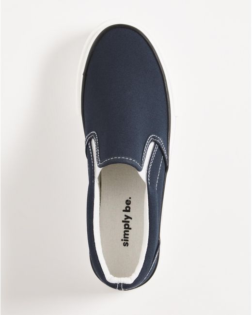 Simply Be Blue Slip On Chunky Sole Trainers Wide Fit