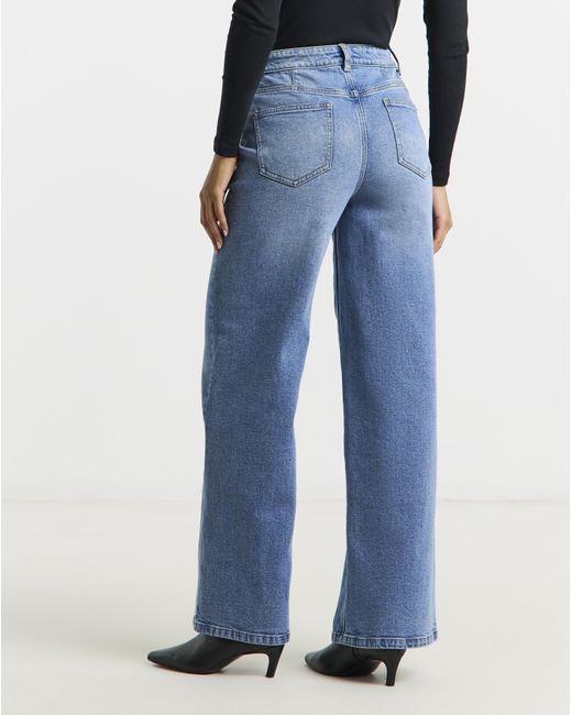 Simply Be Blue Light Wash 99/1 Slouchy Wide Leg Jeans