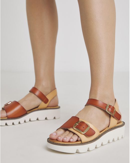 Heavenly Feet Brown Trudy Sandals Ex Wide Fit