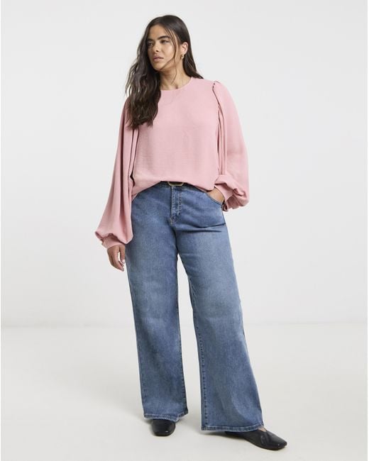 Simply Be Pink Exaggerated Sleeve Blouse