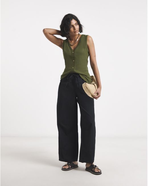 Simply Be Green Ribbed Button Through Vest