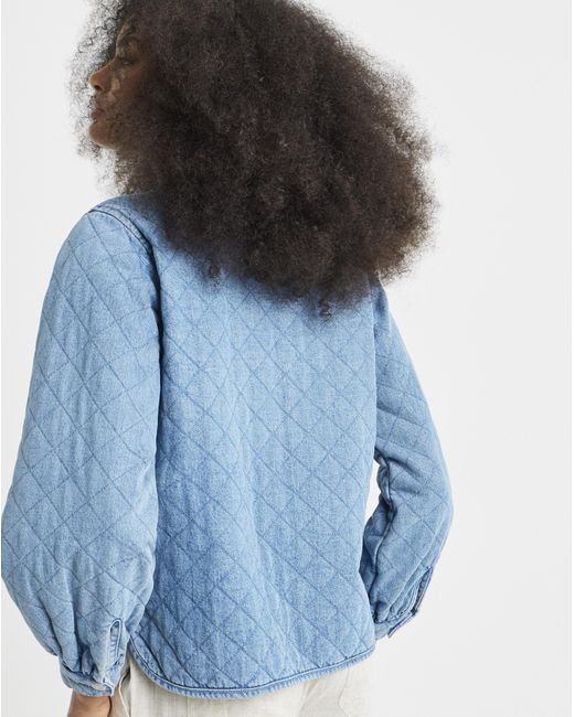 Simply Be Blue Quilted Tie Front Denim Jacket