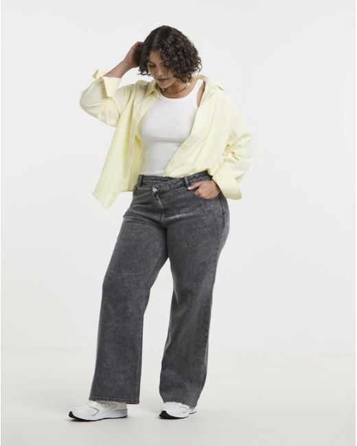 Simply Be Blue Crossover Straight Leg Jeans