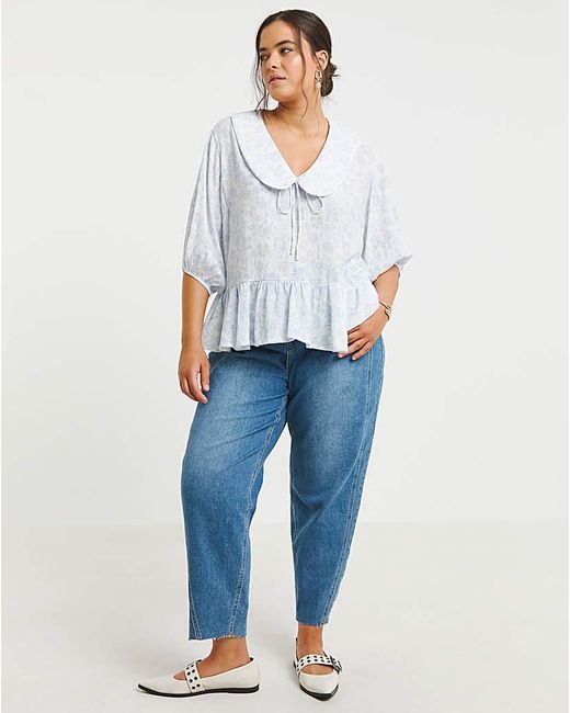 Simply Be White Sheer Collar Blouse