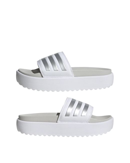 Adidas White Adilette Platform Slides