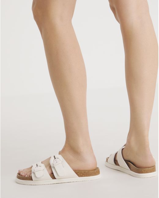 Simply Be Natural Double Buckle Footbed Sandal Ex Wide