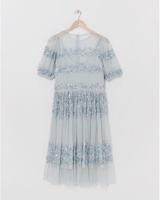 Maya Curve Blue Sequin Midi Dress