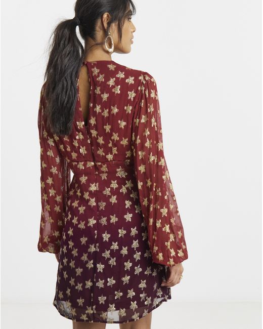 Simply Be Red Star Jacquard Skater Dress