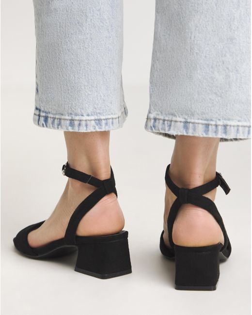 Simply Be Blue Barely There Low Block Heel Standard