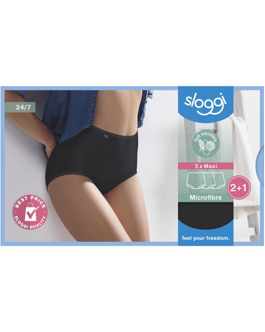 Sloggi Black 3Pk Microfibre Maxi Knicker